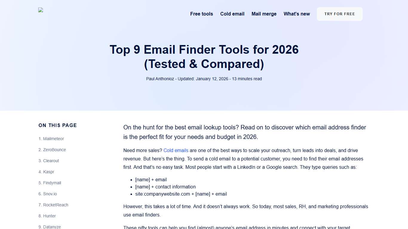 Top 9 Email Finder Tools for 2026 (Tested & Compared)