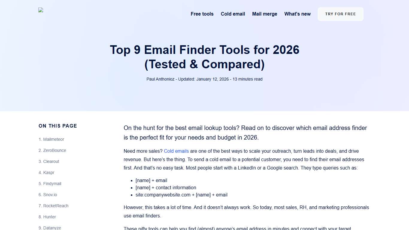 Top 9 Email Finder Tools for 2026 (Tested & Compared)